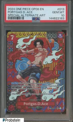 2024 One Piece OP08 EN Special Alternate Art #013 Portgas D. Ace PSA 10 - Image 1