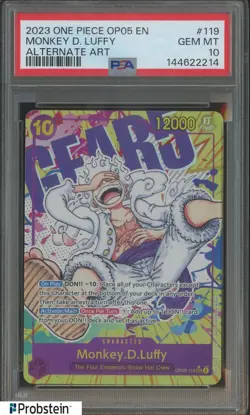 2023 One Piece OP05 EN Alternate Art #119 Monkey D. Luffy PSA 10 GEM MINT - Image 1