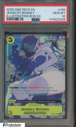 2025 One Piece EN Illustration Box EX #105 Jewelry Bonney PSA 10 GEM MINT - Image 1