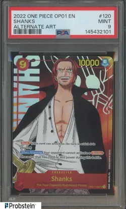2022 One Piece OP01 EN Alternate Art #120 Shanks PSA 10 GEM MINT - Image 1