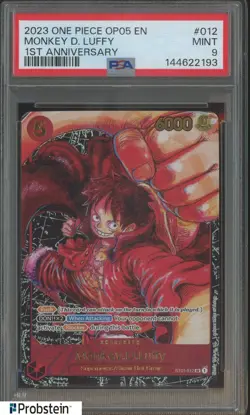 2023 One Piece OP05 EN 1st Anniversary #012 Monkey D. Luffy PSA 9 MINT - Image 1