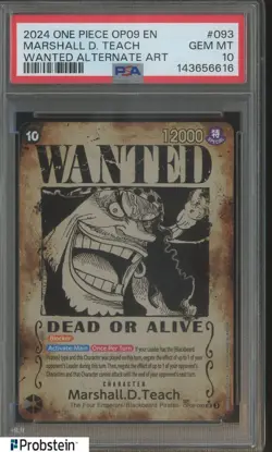 2024 One Piece OP09 EN Wanted Alternate Art #093 Marshall D. Teach PSA 10 - Image 1