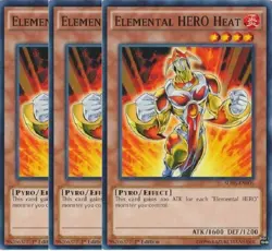 Yugioh - Elemental HERO Heat x 3 - 1st Edition NM - Free Holographic Card - Image 1