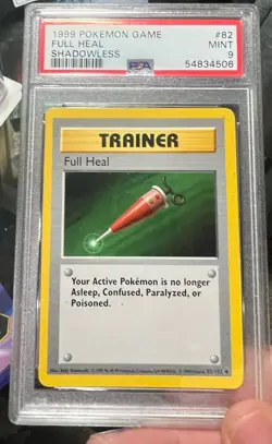 1999 Pokemon Shadowless Full Heal #82 PSA 9 - Image 1