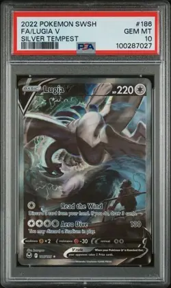2022 POKEMON SWORD & SHIELD SILVER TEMPEST #186 FULL ART/LUGIA V PSA 10 - Image 1