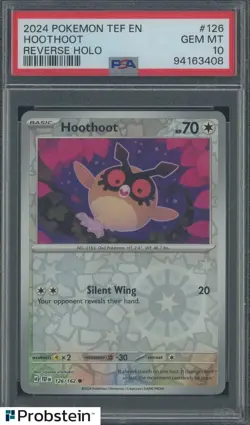 2024 Pokemon TREF EN #126 Hoothoot Reverse HOLO PSA 10 - Image 1