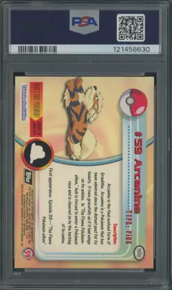 1999 Topps Pokemon TV #59 Arcanine FOIL PSA 7 - Image 2