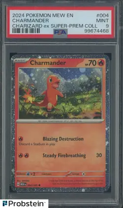 2024 Pokemon Mew EN #004 Charmander Charizard ex Super Prem. Collection PSA 9 - Image 1