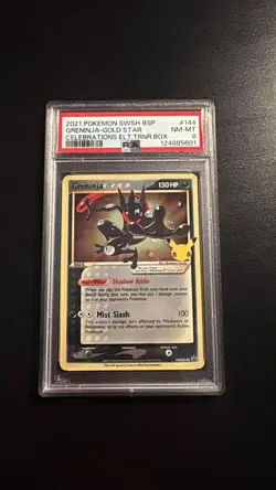 2021 POKEMON BLACK STAR PROMO #SWSH144 GRENINJA GOLD STAR CELEBRATIONS ETB PSA 8 - Image 1