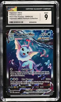 Pokemon Vaporeon VMAX 2021 Black Star Promos SWSH182 CGC 9 - Image 1