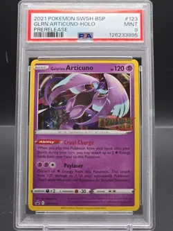 2021 Pokemon SWSH BSP Prerelease #123 Galarian Articuno Holo PSA 9 MINT - Image 1