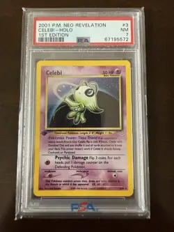 2001 POKEMON NEO REVELATION 1ST ED #3 CELEBI-HOLO PSA 7 - Image 1