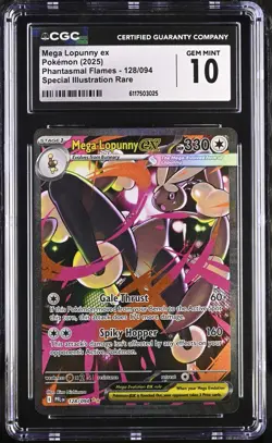 Pokemon 2025 Mega Lopunny ex SIR Phantasmal Flames #128 CGC 10 - Image 1