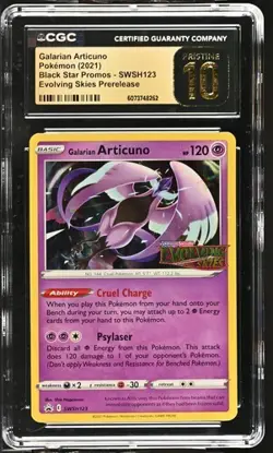 Pokemon Galarian Articuno BSP SWSH123 Evolving Skies Prerelese CGC PRISTINE 10 - Image 1