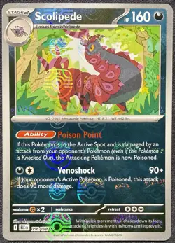 Pokemon TCG Scolipede 56/86 Black Bolt Master Ball Pattern Uncommon - Image 1