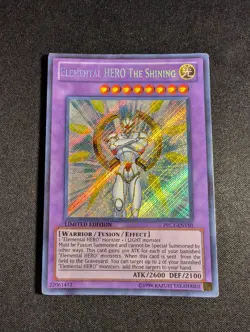 Yugioh - Elemental HERO The Shining PRC1-ENV01 Limited Secret Rare MP - Image 1