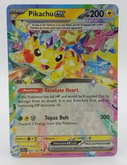 Pokemon TCG Pikachu EX Surging Sparks Double Rare Holo Card 057/191 - Image 1