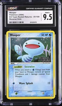 CGC 9.5 Wooper EX Team Rocket Returns 81/109 Reverse Holo Stamped Pokemon Card - Image 1