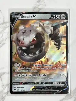 Pokemon TCG Steelix V Sword & Shield: Vivid Voltage 115/185 Holo Ultra Rare - Image 1