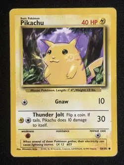 Pokemon TCG | Pikachu 58/102 | Base Set | WOTC Vintage Unlimited 1999 | HP-LP - Image 1