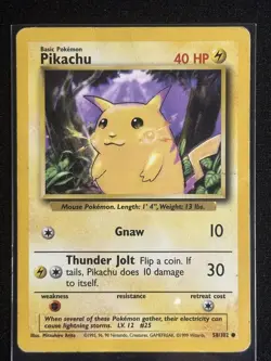 Pokemon TCG | Pikachu 58/102 | Base Set | WOTC Vintage Unlimited 1999 | HP-LP - Image 3