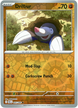 Drilbur (Reverse Holo) - 045/086 - Black Bolt - NM/M - Pokemon - English - Image 1
