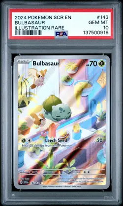 Pokemon Bulbasaur 143/142 Sv07 Stellar Crown 143 Illustration Rare GEM MT PSA 10 - Image 1