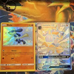 Pokemon TCG Holo GX Lot Riolu Lucario Hidden Fates Shiny Vault MINTY SINGLES - Image 1