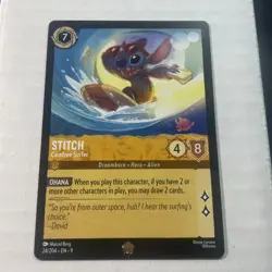 Disney Lorcana TCG Fabled Stitch Carefree Surfer 24/204 Legendary - Image 1