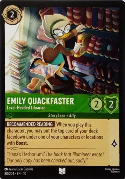 80/204 EMILY QUACKFASTER LEVEL-HEADED LIBRARIAN EN10 UNCOMMON DISNEY LORCANA - Image 1