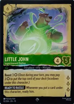 92/204 LITTLE JOHN IMPERMANENT OUTLAW EN10 SUPER RARE DISNEY LORCANA CARD - Image 1