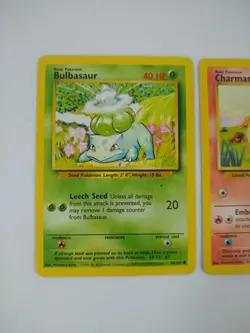 Pokemon Base Set Starters - Bulbasaur Charmander Squirtle - Exact Cards! - Image 2
