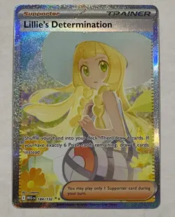 Lillie's Determination SIR 184/132 Pokemon TCG Mega Evolution Holo Card NM - Image 1