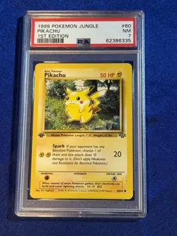 1999 Pokemon Jungle Pikachu Card 60/64 PSA 7 1st Edition - Image 1