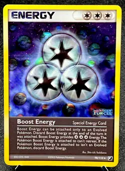Boost Energy 98/115 MP Reverse Poke Ball Holo Unseen Forces Stamp Pokemon Card! - Image 1