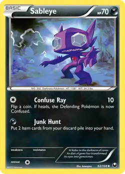 Sableye 62/108 Uncommon Dark Explorers Pokemon Card NM - Image 1