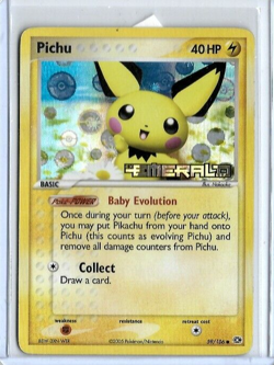2005 Pokemon Pichu EX Emerald Reverse Holo 59/106 Rare Card TCG SCRATCHED - Image 1