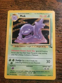 Pokemon TCG Muk Holo Rare Card 13/62 Fossil - Image 1