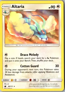 Altaria Rare SM - Crimson Invasion 80/111 LP Pokemon Card - Image 1