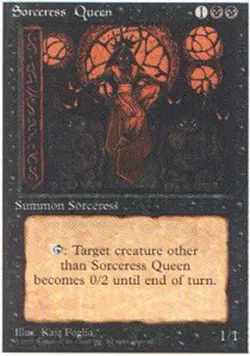 Damaged, English MTG Regular Sorceress Queen 4th Edition Magic the Gathering - Image 1