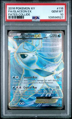 POKEMON 2016 FA/GLACEON EX XY FATES COLLIDE #116 PSA 10 - Image 1