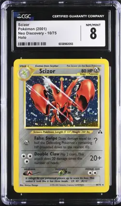 CGC 8 NM MINT Scizor 10/75 Neo Discovery Holo Rare Vintage WOTC 2001 Pokemon - Image 1