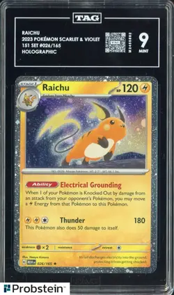 2023 Pokemon Scarlet & Violet 151 Set #026/165 Raichu Holographic TAG 9 #1 - Image 1