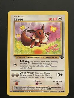 Pokemon Jungle Eevee – Original Vintage 51/64 TCG Rare Basic Pokemon - Image 1