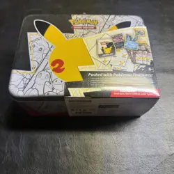 Pokemon 25th Anniversary Celebrations Treasure Chest Lunchbox Tin Sealed W/ Dent - Image 1