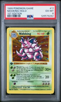 1999 POKEMON BASE SET 1ST EDITION #11 NIDOKING-HOLO PSA 6 - Image 1
