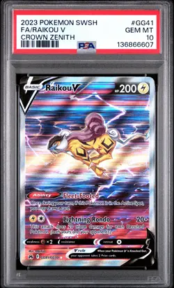 2023 POKEMON SWORD & SHIELD CROWN ZENITH #GG41 FULL ART/RAIKOU V PSA 10 - Image 1