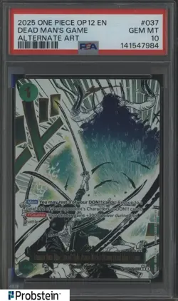 2025 One Piece OP12 EN Alternate Art #037 Dead Man's Game PSA 10 GEM MINT - Image 1