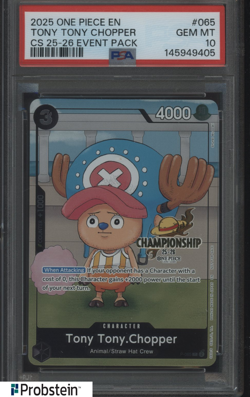 2025 One Piece EN CS 25-26 Event Pack #065 Tony Tony Chopper PSA 10 GEM MINT - Image 1
