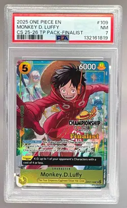 1819 Monkey D. Luffy 2025 One Piece Championship Finalist Promo OP07-109 PSA 7 - Image 1